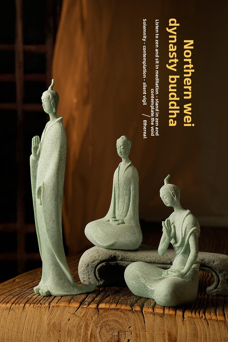 zensoullab Large Desktop Chinese Style Buddha Figurine Micro Landscape Fish Tank Landscaping Rockery Gardening Desktop Ornament Tea Pet Incense Decoration