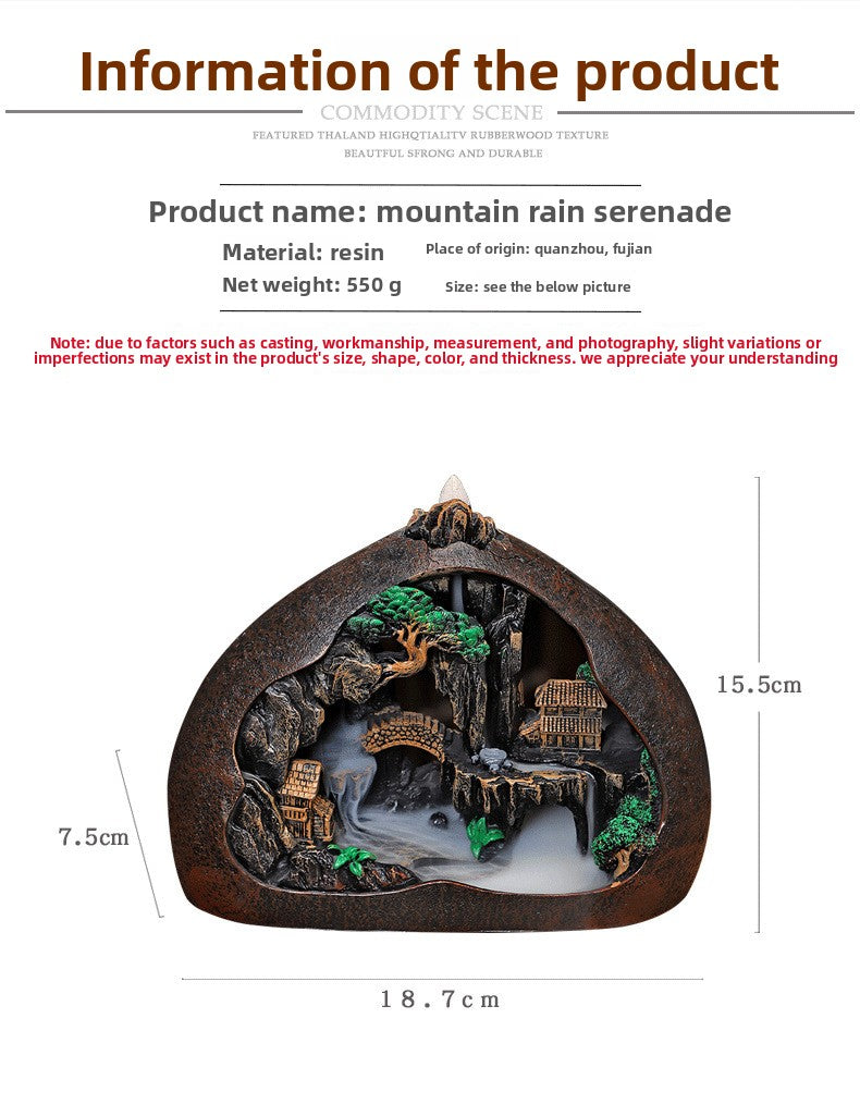 zensoullab High Mountain Flowing Water Backflow Incense Burner Sandalwood Incense Burner Home Indoor Agarwood Incense Holder Zen Backflow Incense Ornament