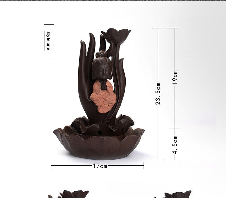 zensoullab Creative Ceramic Buddha Statue Worship Buddha Statue Ornament Western Three Saints Sandalwood Incense Burner Incense Flowing Incense Home Living Room Ornament