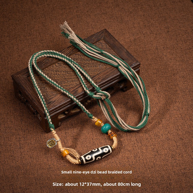 Zensoullab Natural Tibetan Lotus Master Three-Eye Multi-Totem Tibet Beads Necklace Agate Pendant Men's and Women's Woven Necklace in Stock