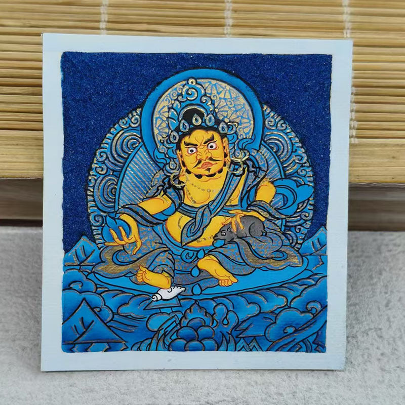 zensoullab Thangka Hand-painted Small Thangka Past and Present Life Zaki Ram Green Tara Yellow Wealth God Manjushri Four-armed Guanyin Small Pendant