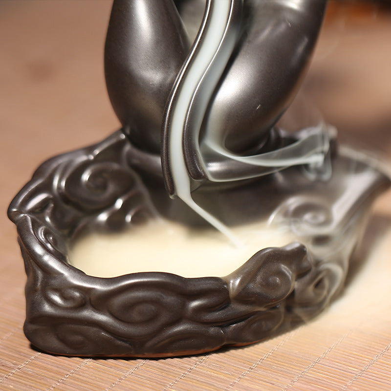 zensoullab Backflow Incense Burner Creative Aromatherapy Burner Indoor Sandalwood Zen Incense Burner Ceramic Incense Ceremony Buddha Hand