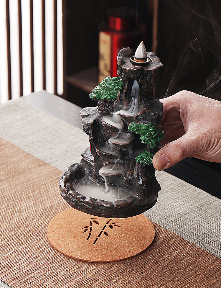 zensoullab Creative Mountain Water Backflow Incense Burner High-end Large Incense Burner Water Flow Incense Tea Ceremony Home Decoration Backflow Incense
