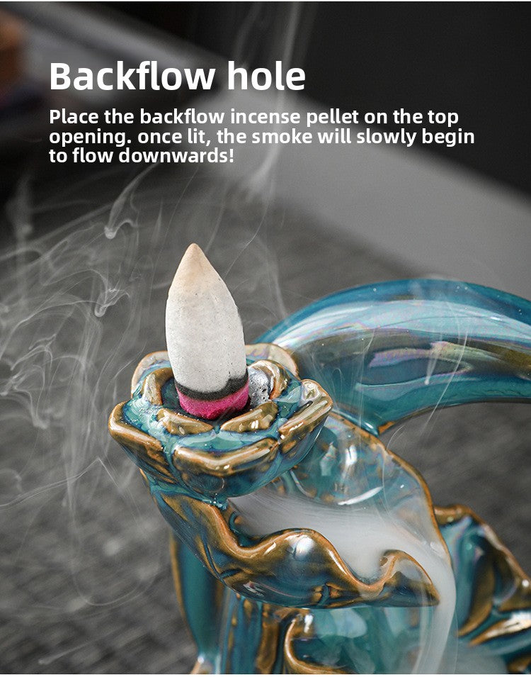 zensoullab Backflow Incense Burner Creative Home Decor Ceramic Burner Craft Pisces Backflow Kiln Change Ornamental Special Offer
