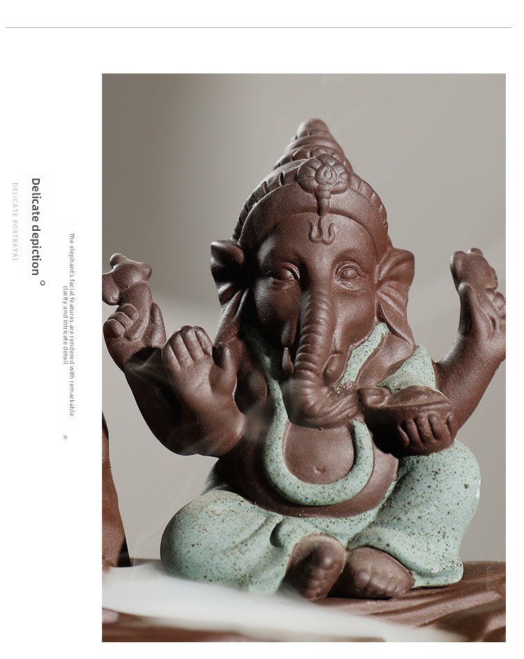 zensoullab Purple Clay Tower Incense Burner Thai Treasure Elephant Smoke Backflow Incense Burner Creative Southeast Asian Home Fragrance Ornament