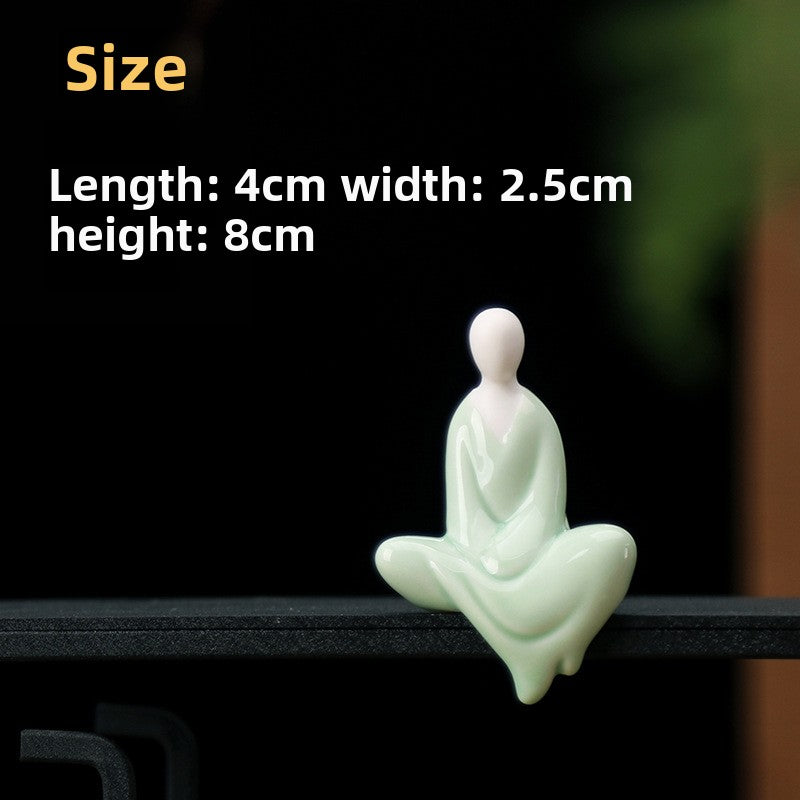 zensoullab Zen Green Porcelain Formless Small Living Tea Ceremony Accessories Ceramic Succulent Bonsai Fish Tank Landscaping Home Chinese Style Mini Ornaments