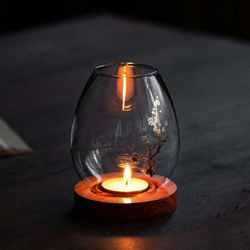 zensoullab Japanese Style Glass Candle Holder Creative Ornament Candle Romantic Home Zen Retro Aromatherapy Windproof Table Cover Desktop Decoration
