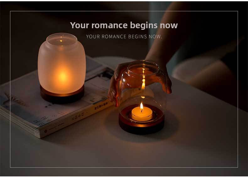 zensoullab Glass Candle Holder Ornament Home Chinese Style Aromatherapy Wax Wind Cover Vintage Special Electronic Small Candle Light Romantic Zen Light Luxury