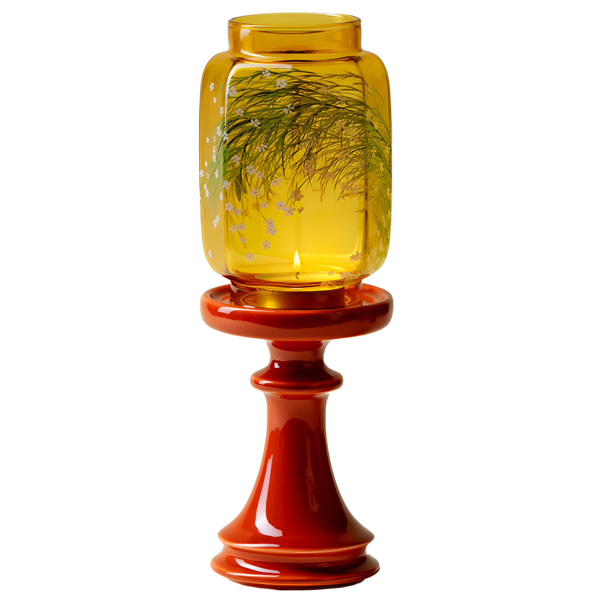 zensoullab Serenity Meadow Oriental Candle Holder (3 Colors)｜Handcrafted Glass & Ceramic Lamp for Meditation
