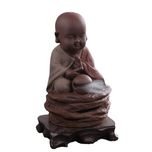 zensoullab Yunshang Ceramic Incense Burner Reciting Little Monk Color Sand Incense Burner Agarwood Sandalwood Incense Burner Ornament