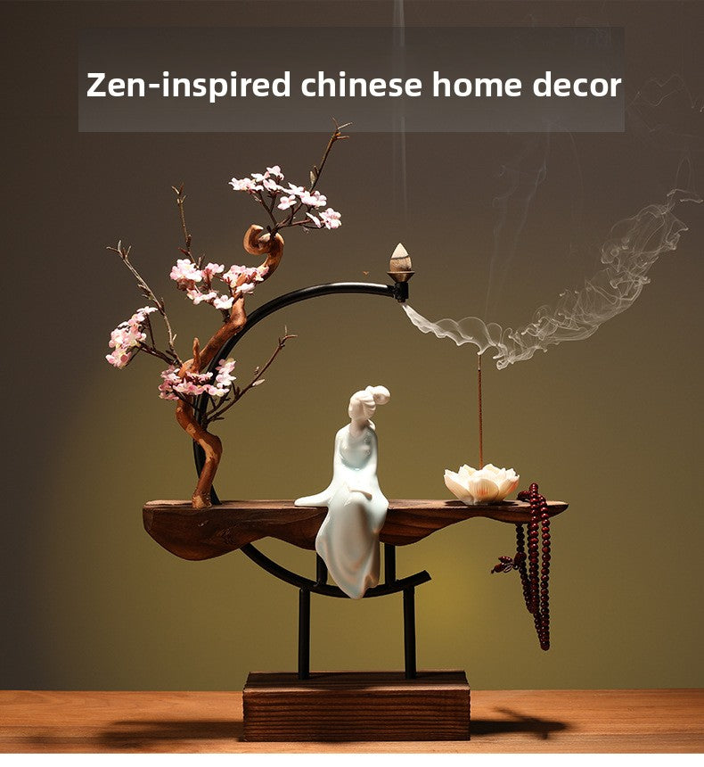 zensoullab New Chinese Zen Style Ornament Creative Backflow Incense Burner Home Office Living Room Desktop Entrance Decoration Incense Burner