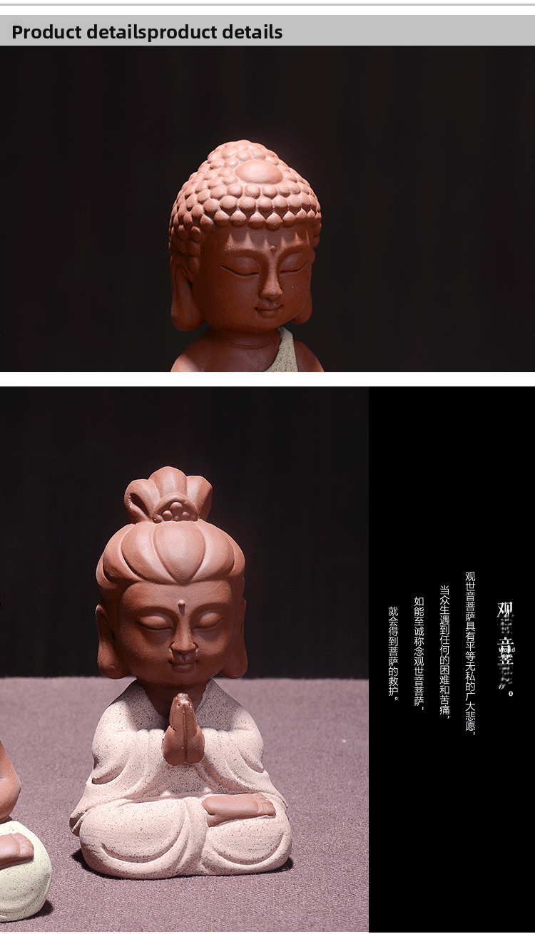zensoullab Creative Chinese Home Decor Ceramic Little Monk Tea Pet Western Three Saints Ornament Enlightenment Zen Little Novice Craft