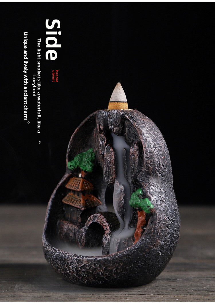 zensoullab Backflow Incense Burner Resin Home Indoor Tea Ceremony Incense Retro Creative Backflow Ornament