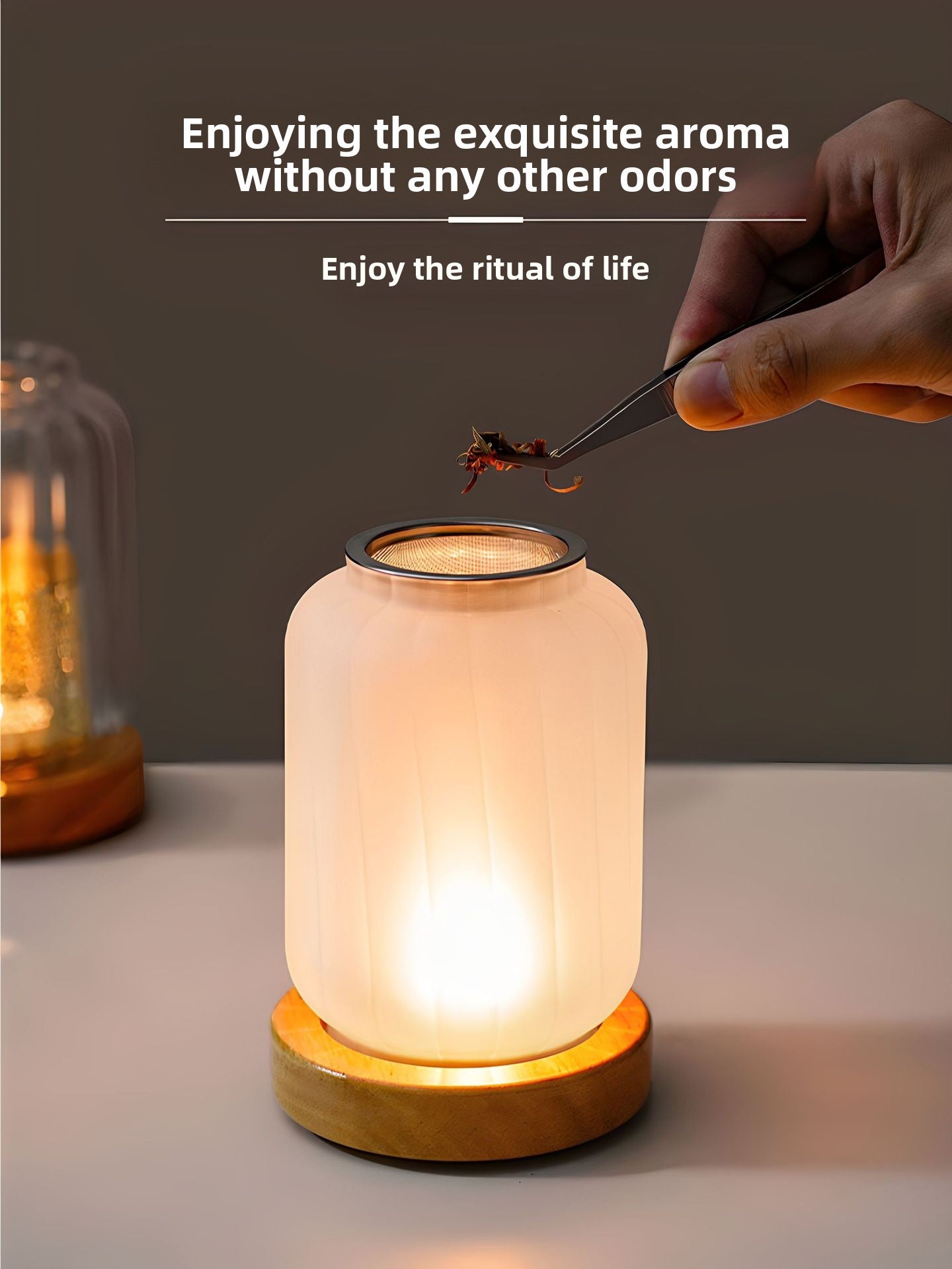 zensoullab Home Beauty Salon Glass Candle Holder Calming Aromatherapy Lamp Sandalwood Agarwood Incense Powder Incense Burner Chinese Style Candle Agarwood Lamp