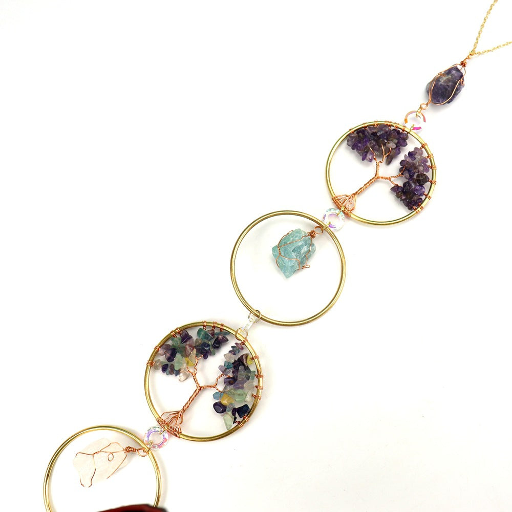 zensoullab Tree of Life Agate Slice Crystal Handmade Tree of Life Craft Crystal Pendant