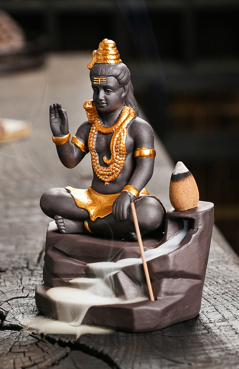 zensoullab Buddha Statue Zen Home Decor Craft Creative Southeast Asian Shiva Buddha Statue Backflow Incense Burner