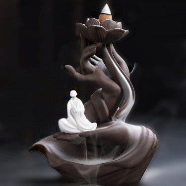 zensoullab Backflow Incense Burner Purple Clay Buddha Hand Lotus Heart Creative Sandalwood Burner Home Decor New Chinese Style Ornament