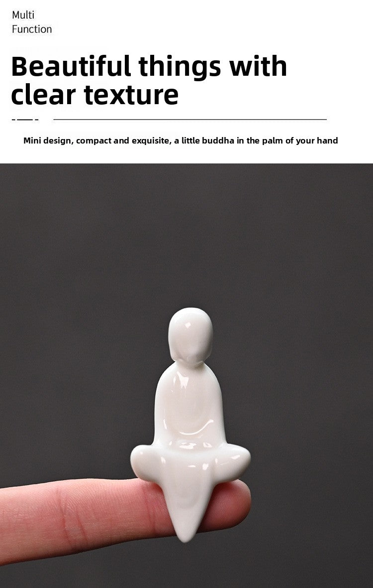 zensoullab Mini Small Ceramic Phaseless Buddha Zen Little Monk Micro Landscape Potted Fish Tank Landscaping Decoration Home Small Ornaments