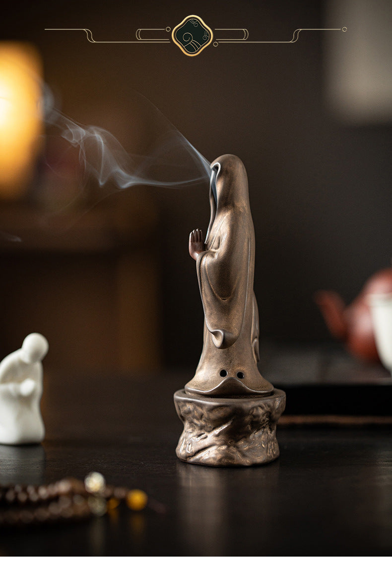 zensoullab Zen Style Formless Mini Incense Burner for Home Indoor Small Disc Incense Burner Tea Room Desktop Antique Incense Burner Small Ornament