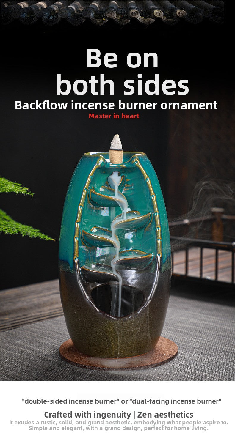 zensoullab Backflow Incense Burner Left and Right Fengyuan Kiln Change Antique Incense Large Home Creative Ornament Home Decor