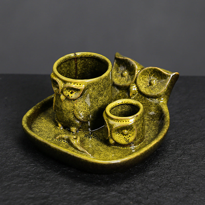 Kiln-Transformed Ceramic Candle Tray American Owl Sage Peruvian Sacred Wood Burning Stand Incense Holder Incense Seat