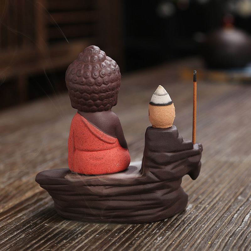 zensoullab Purple Clay Backflow Incense Burner Creative Ceramic Craft Gift Mountain Water Flow Small Tathagata Backflow Incense Burner Original