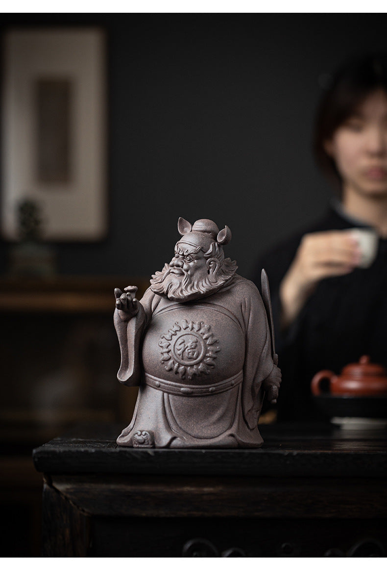 zensoullab Zen Style Chinese Purple Clay Zhongkui Blessing Figurine Creative Home Living Room Study Entrance Craft Decoration Ornament