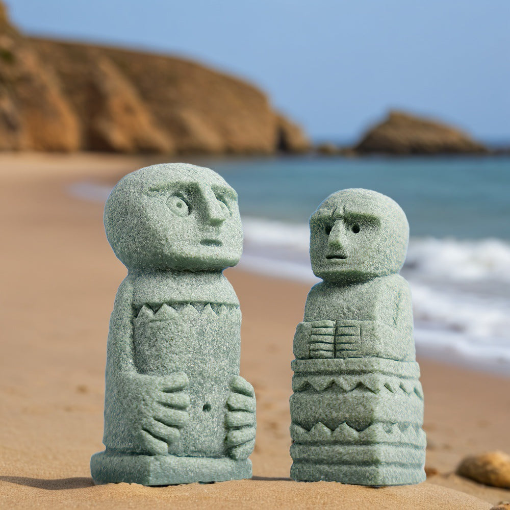 zensoullab Bali Stone Man Green Sandstone Micro Landscape Fish Tank Ornament Bonsai Creative Personalized Craft Desktop Decoration