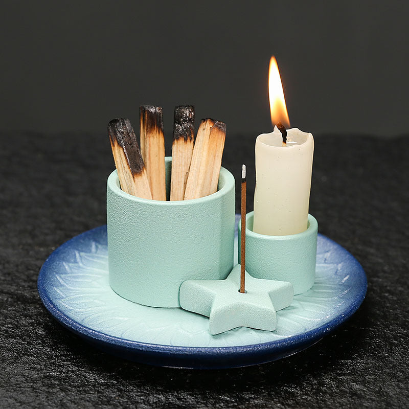Ceramic Aromatherapy Candle Holder Aromatherapy Burner Simple Nordic Style Candle Cup Atmosphere Decoration Sage Holy Wood Plate