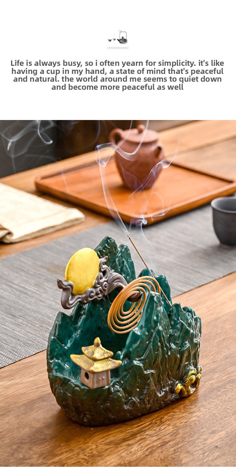 zensoullab Creative Ceramic Large Incense Burner Antique Style Home Indoor Incense Tea Ceremony Incense Holder Sandalwood Agarwood Mosquito Coil Burner