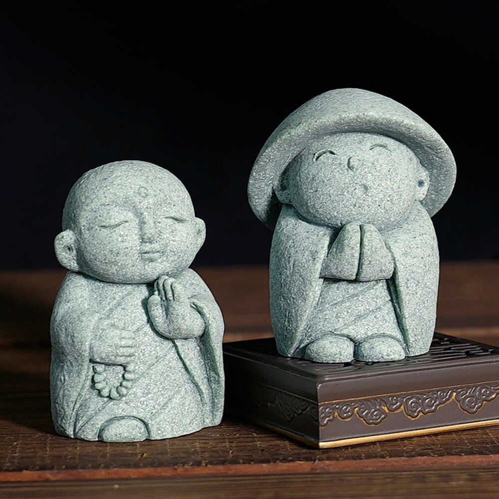zensoullab Japanese Style Little Monk Desktop Decoration Figurine Fish Tank Aquarium Bonsai Matching Micro Landscape Tea Pet Small Ornament