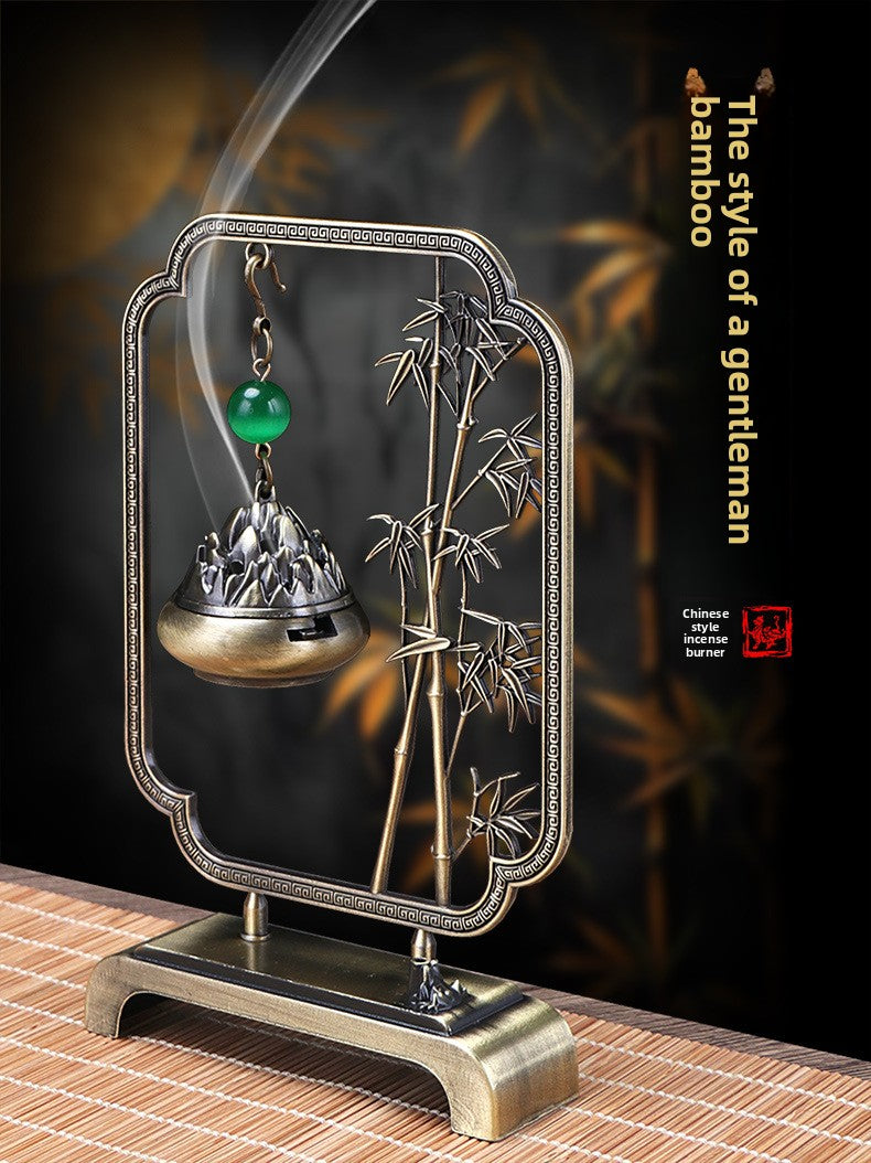 zensoullab Chinese Style Incense Burner Green Bamboo Auspicious Incense Home Indoor Ancient Style National Trend Incense Decoration Ornament