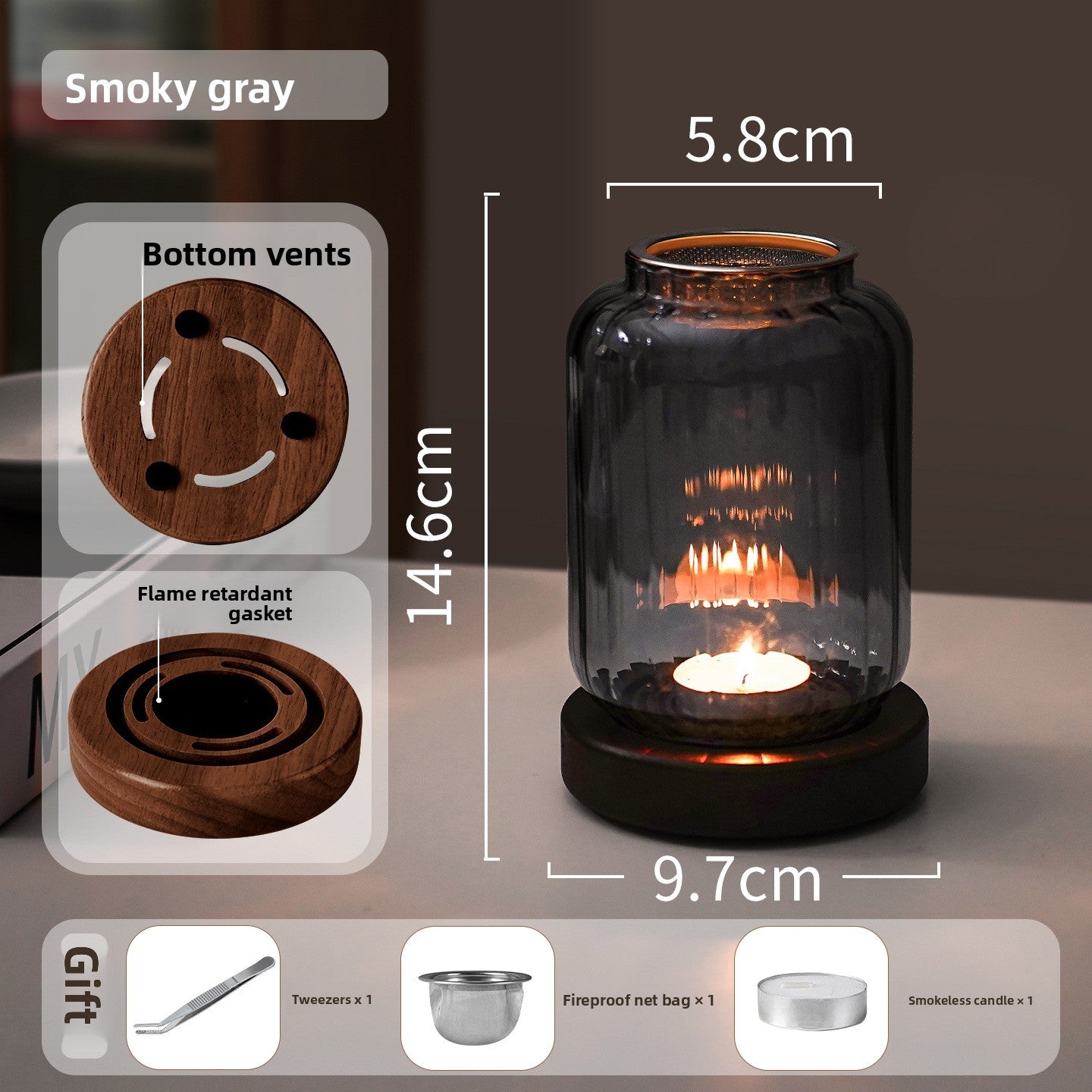 zensoullab Home Beauty Salon Glass Candle Holder Calming Aromatherapy Lamp Sandalwood Agarwood Incense Powder Incense Burner Chinese Style Candle Agarwood Lamp
