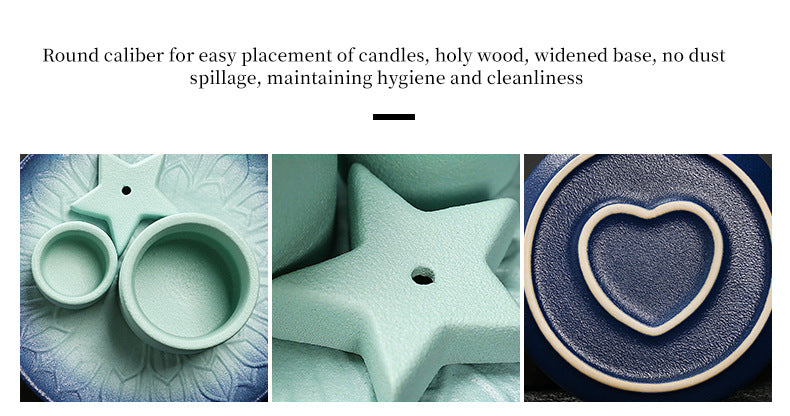 Ceramic Aromatherapy Candle Holder Aromatherapy Burner Simple Nordic Style Candle Cup Atmosphere Decoration Sage Holy Wood Plate