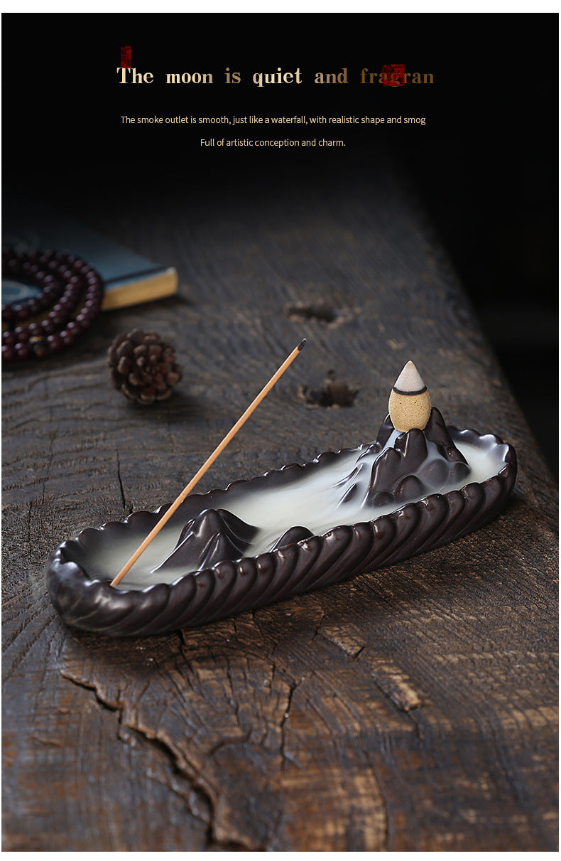 Ceramic Backflow Incense Burner Creative Mountain Waterfall Backflow Incense Burner Three-in-One Incense Burner Home Decor