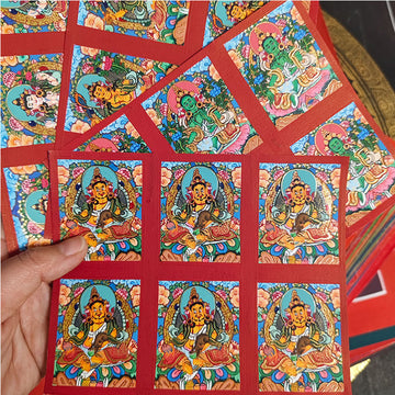 zensoullab Nepal Hand-painted Small Thangka Twelve Zodiac Guardian Buddha Manjushri Yellow God of Wealth Green Tara Gau Box Pendant