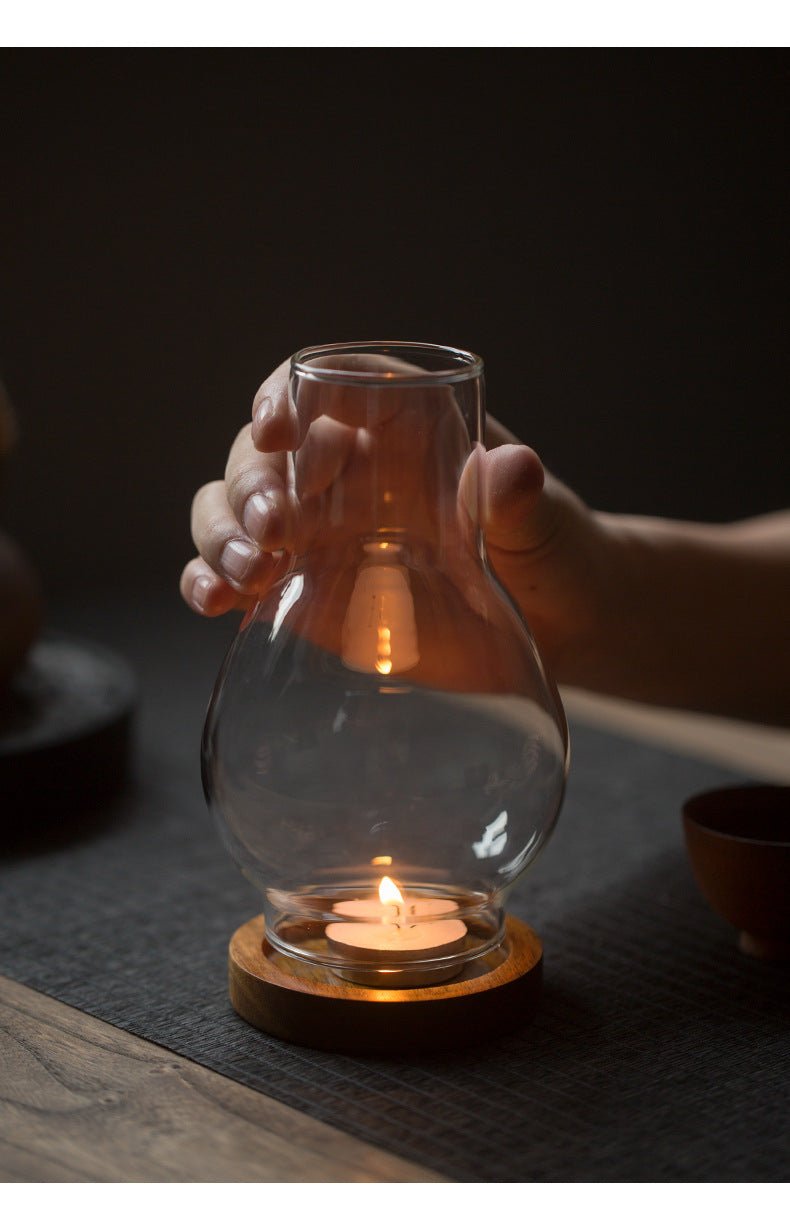 zensoullab Zen Candle Holder Windproof Glass Lampshade Chinese Retro Style Home Aromatherapy Wax Light Tea Room Decorative Ornament