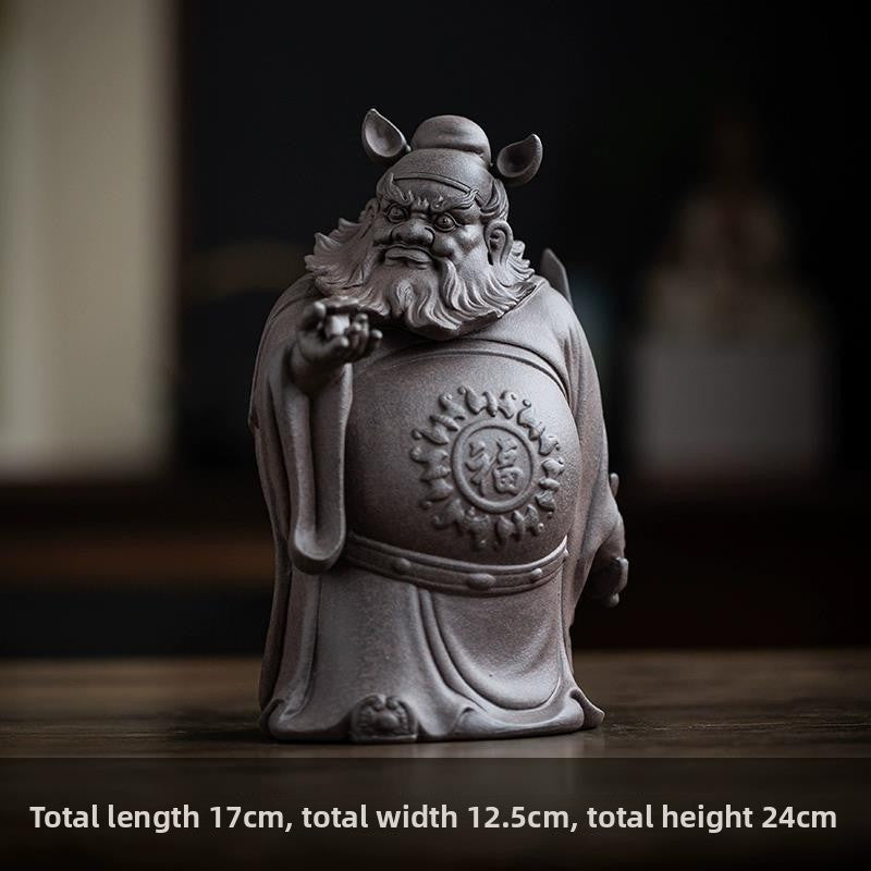 zensoullab Zen Style Chinese Purple Clay Zhongkui Blessing Figurine Creative Home Living Room Study Entrance Craft Decoration Ornament