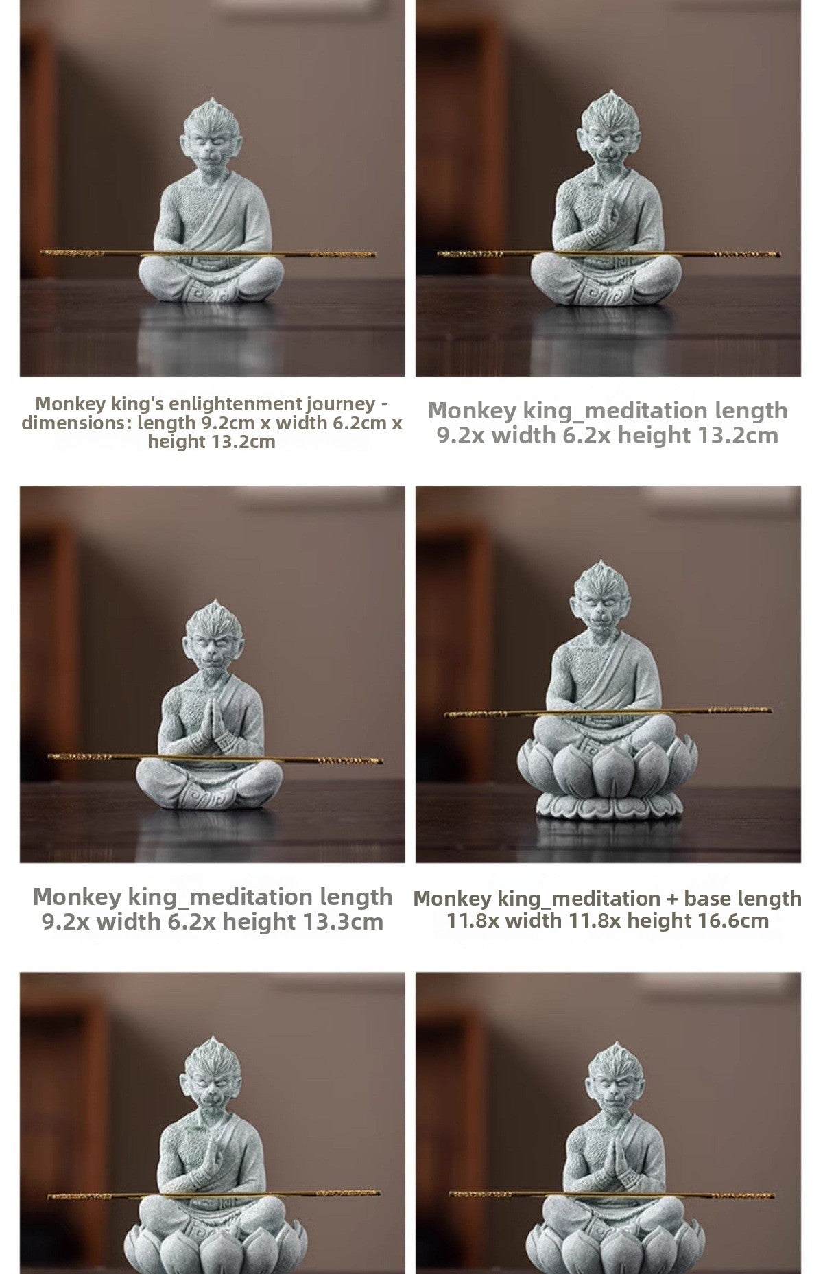 zensoullab Zen Style Chinese Green Sandstone Zen Sitting Monkey King Desktop Ornament Creative Living Room Fish Tank Landscaping Decoration