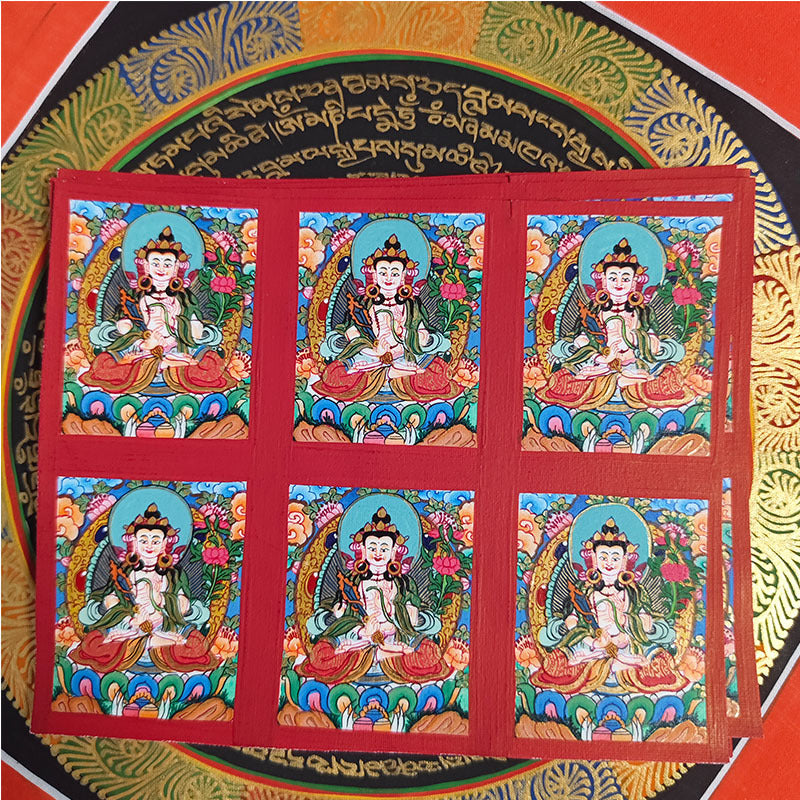 zensoullab Nepal Hand-painted Small Thangka Twelve Zodiac Guardian Buddha Manjushri Yellow God of Wealth Green Tara Gau Box Pendant