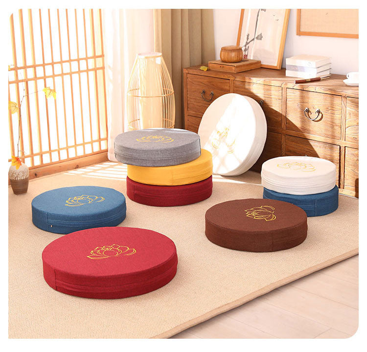 Zensoullab Japanese Style Tatami Mat Futon Cushion Thickened Stool Removable and Washable Window Cushion round Meditation Cushion Meditation Pray Cushion