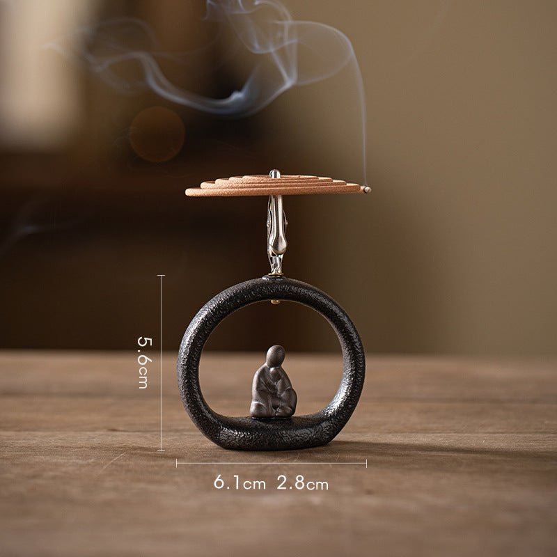 zensoullab Zen Style Small Monk Incense Holder Creative Dual-use Coil Incense Burner Incense Burner for Home Indoor Sandalwood Agarwood Incense Burner Ornament
