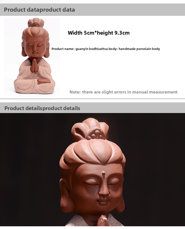 zensoullab Creative Chinese Home Decor Ceramic Little Monk Tea Pet Western Three Saints Ornament Enlightenment Zen Little Novice Craft