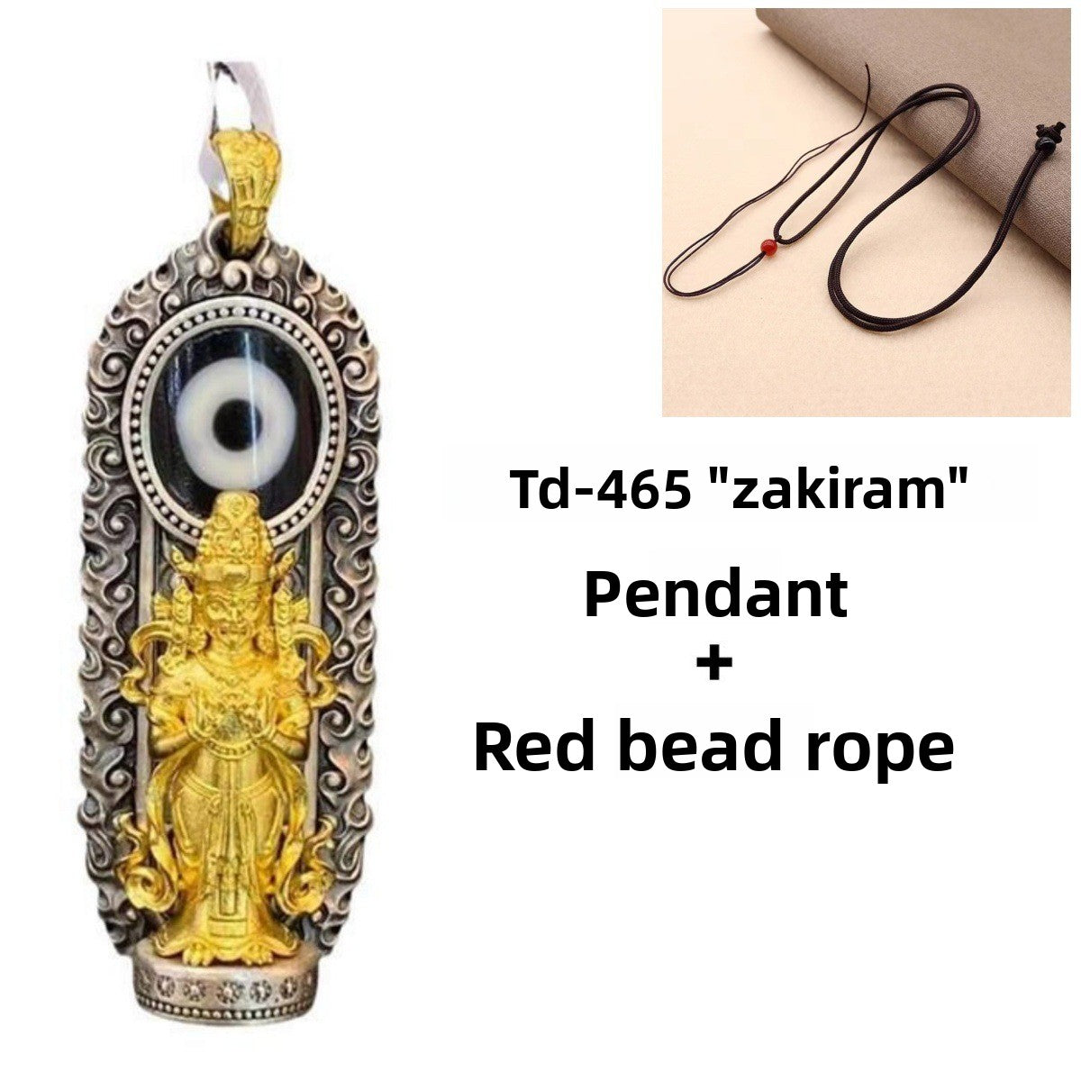 zensoullab Thai Silver Vintage Enamel Dzi Bead Zakira Pendant Retro Personality Ethnic Style Guardian God Clothing Chain Pendant