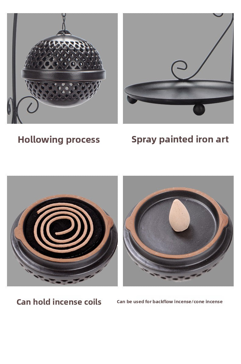 zensoullab Zen Hollow Backflow Incense Burner Aromatherapy Ball Hanging Burner Home Tea Ceremony Indoor Hanging Incense Holder Creative Ornament