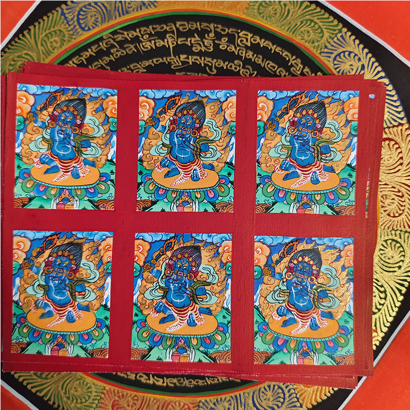zensoullab Nepal Hand-painted Small Thangka Twelve Zodiac Guardian Buddha Manjushri Yellow God of Wealth Green Tara Gau Box Pendant