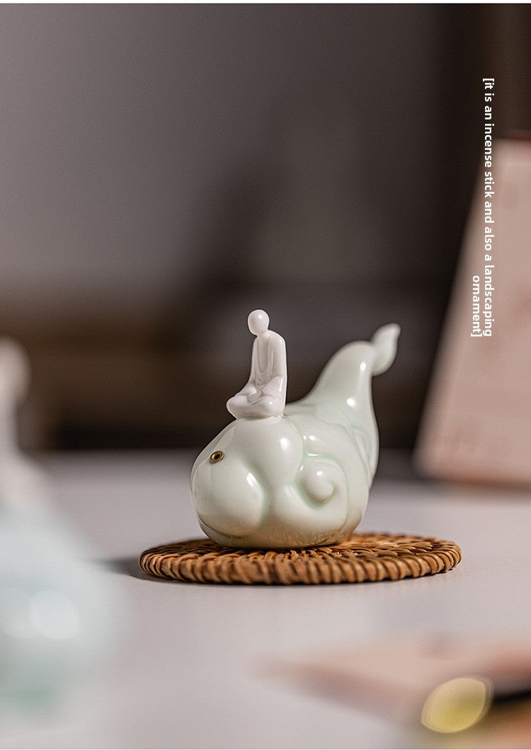 zensoullab Zen Style Formless Buddha Incense Holder Ornament Incense Burner Incense Tray Sandalwood Ceramic Monk Tea Table Decoration