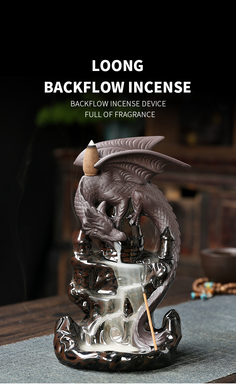 Ceramic Sandalwood Backflow Incense Burner Home Decor Creative European Style Pterosaur Waterfall Backflow Incense Burner