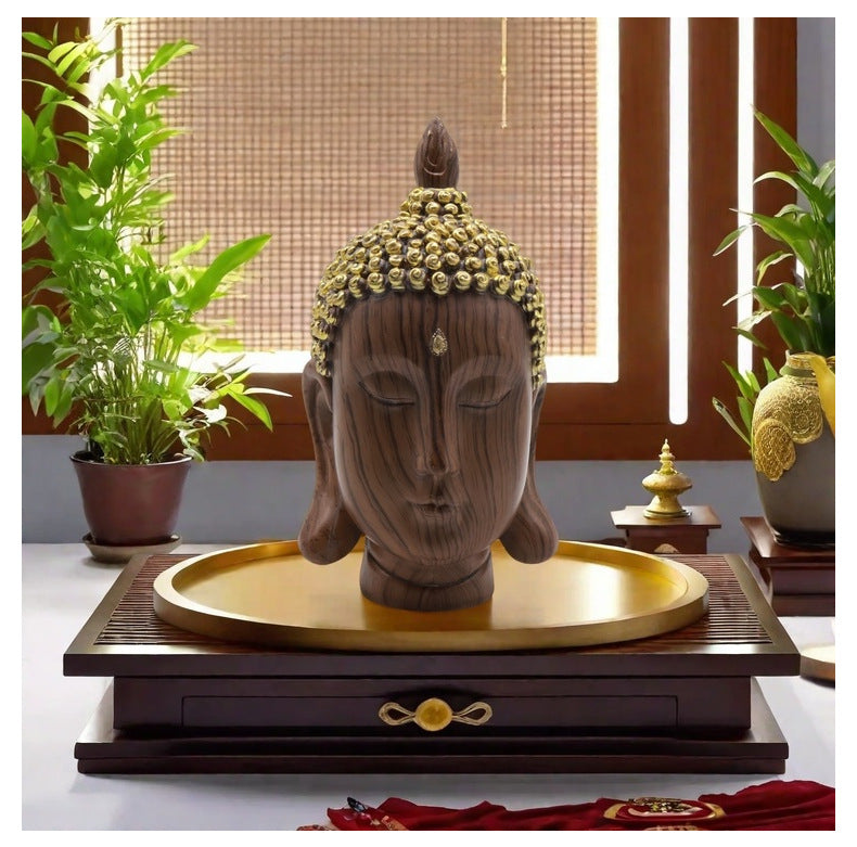zensoullab Southeast Asian Buddha Statue Buddha Head Ornament New Chinese Zen Resin Craft Living Room Tea Room Home Retro Decoration