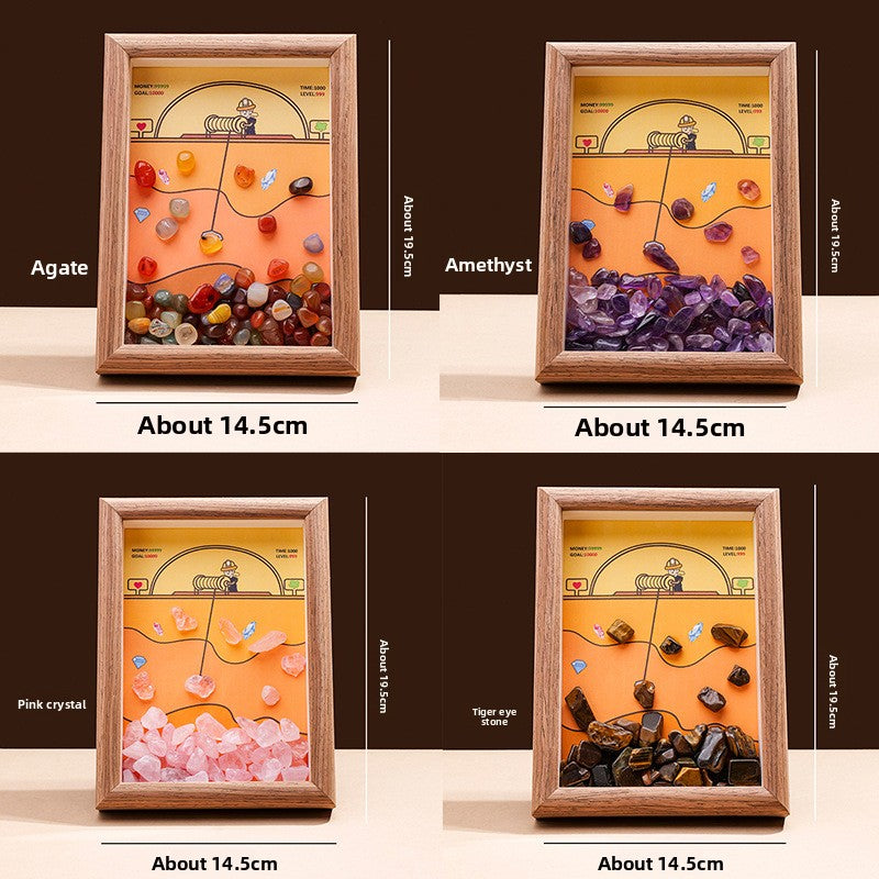 zensoullab Runyang Jewelry Natural Crystal Stone Frame Miner DIY Crystal Crafts 7inch Frame Display Creative